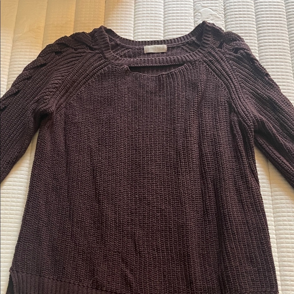 Altar'd State Rich Brown Cable Knit Sweater